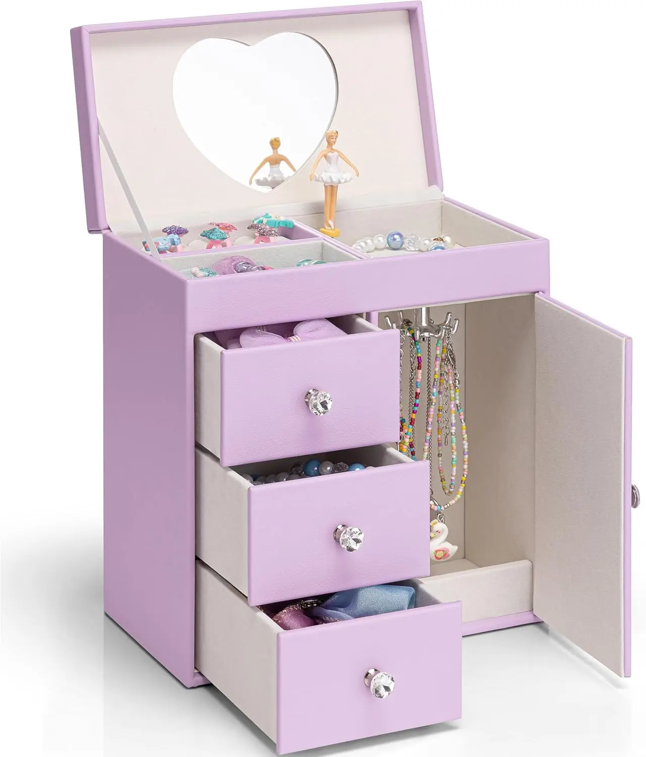 

Musical Jewelry Box for Girls, Large Kid Music Box with Ballerina for Birthday Bedroom Decor, 4 Layer Girl Jewelry Gifts