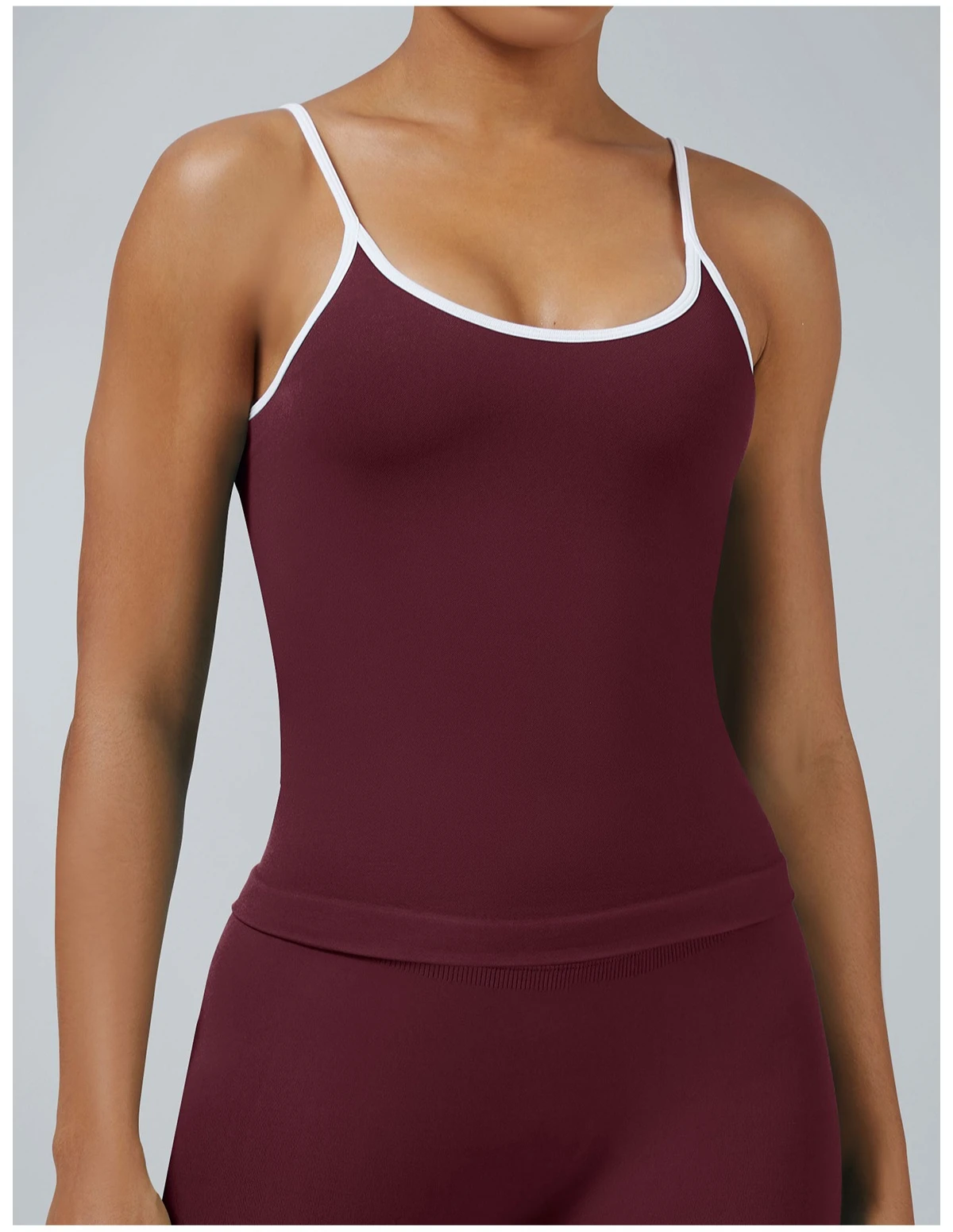 Damen Color-Blocking Gym-Sport-Tops Sommer Yoga Fitness Sexy Rückenfreie Strick-Camisoles mit Brustpolster und Trägern – Detail 20
