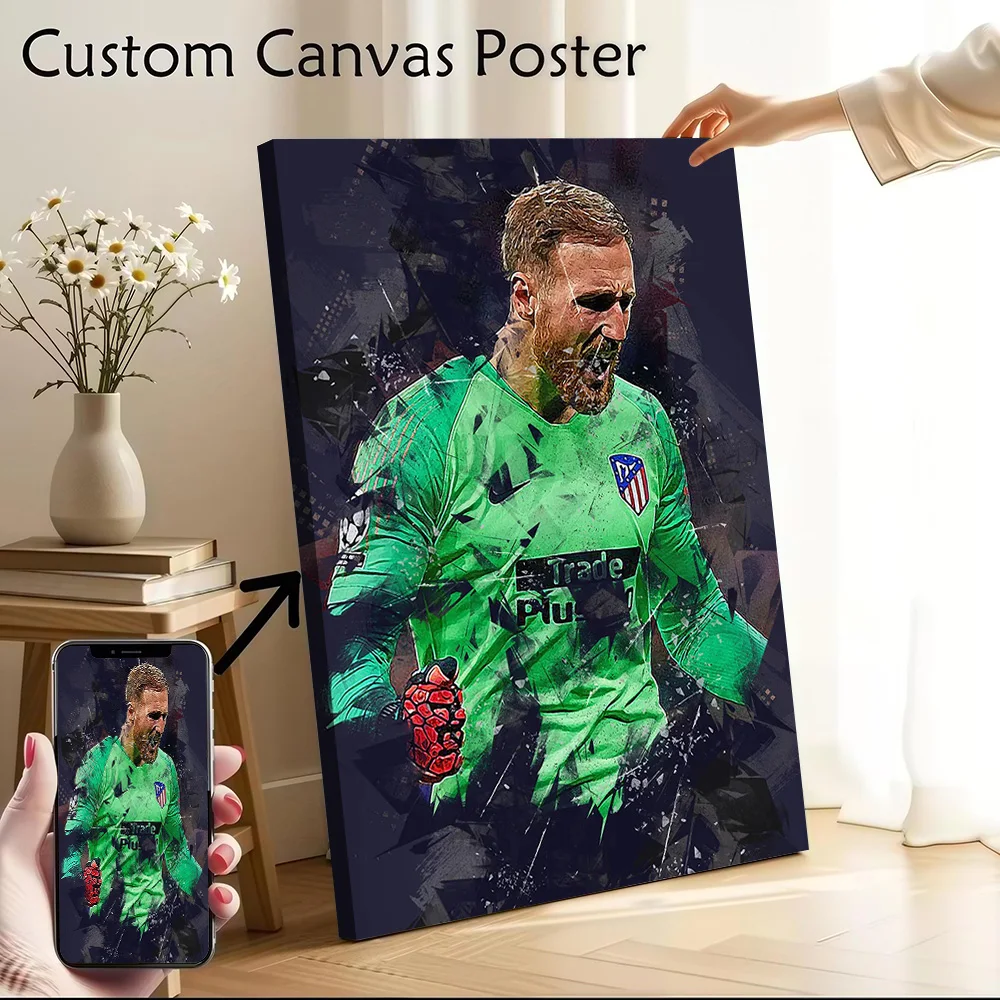Póster impreso en lienzo de Jan Oblak, imágenes personalizadas, arte de pared, pintura en lienzo para decoración de jugadores, accesorios interiores para sala de estar