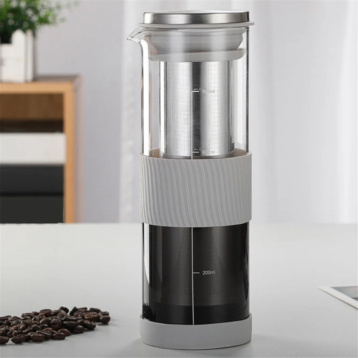 Portable Airtight Cold Brew Iced Coffee Maker Tea Infuser - 800Ml Cold Brew Coffee Kettle Brewing Glass CaAU30e Pitcher