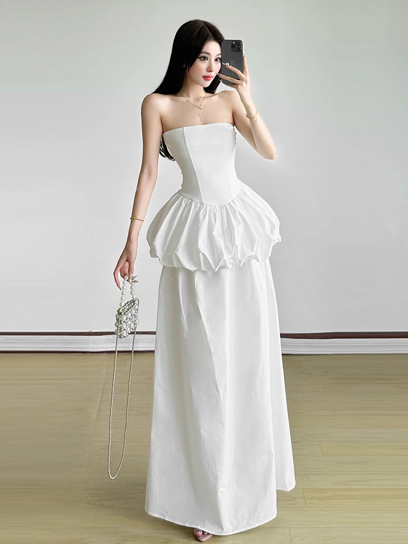 فستان سيسجولي الفاخر بتصميم الأميرات الكلاسيكي مع كشكشة وياقة هالتر، تنورة ساحرة بأسلوب إنس، طقم من قطعتين بخصر مجمع، فستان ط...