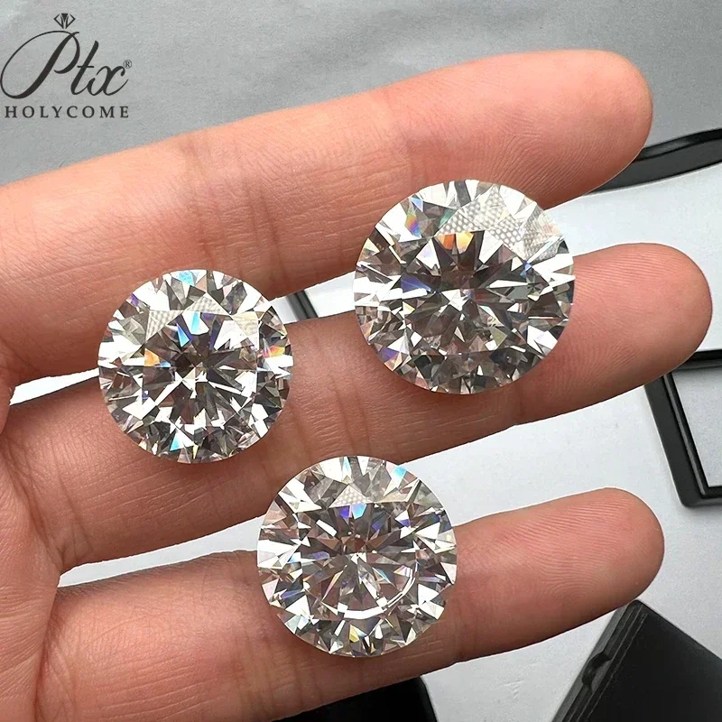 PTX 3.0-20.0MM 8Hearts 8Arrows VVS Free Girdle GRA Certificated Round Moissanite Diamond Test Positive Holycome Moissanite Stone