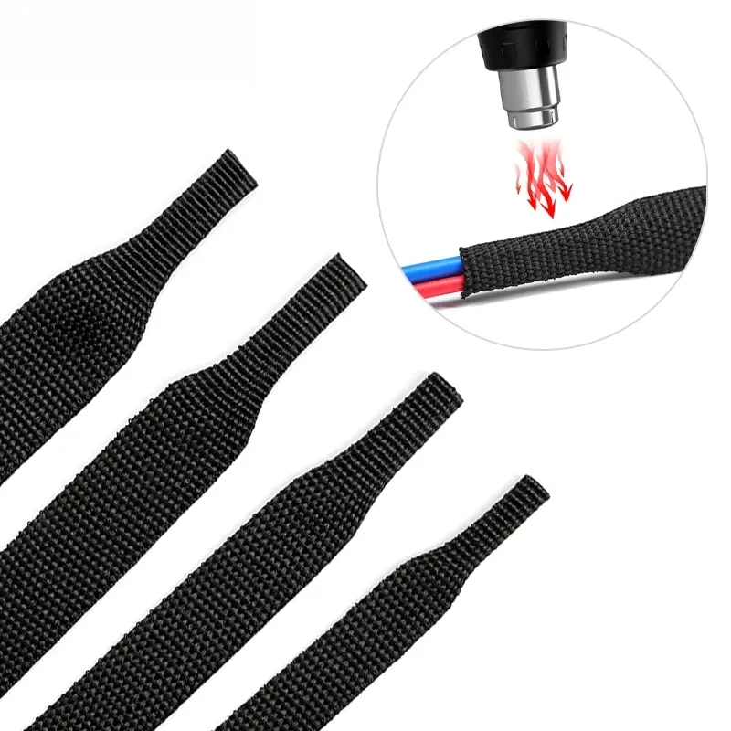 Braided Cable Sleeve PET 2:1 Heat Shrink Tube Insulation Flam Retardant Shrinkable Wire Wrap Sheath Protection Cable Organizer