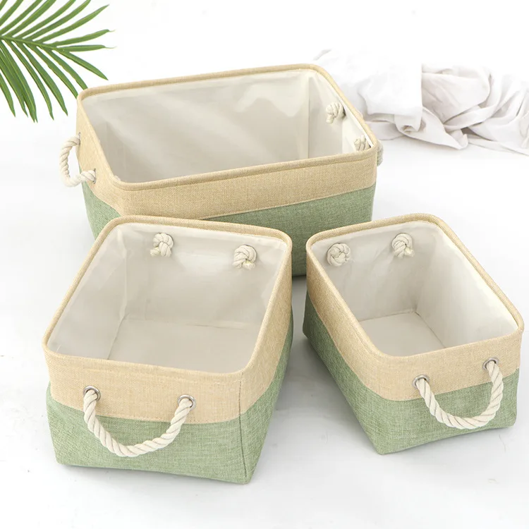 Cotton and Linen Foldable Storage Basket for Sorting and Organizing Miscellaneous Items Storage Baskets Woven Basket