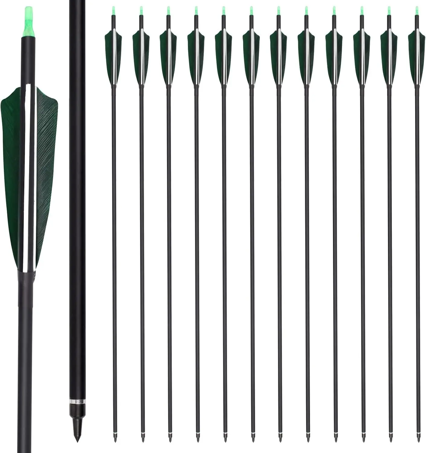 

YLS 500 Spine Arrows 30 In Carbon Arrows 4" Turkey Feather Archery Target Practice Hunting Arrows with for Recurve Bow Long Bow