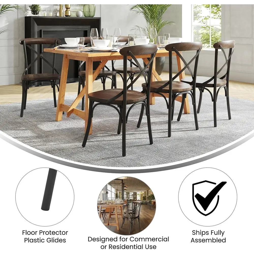 كرسي Fruitwood X-Back مع دعم معدني #4