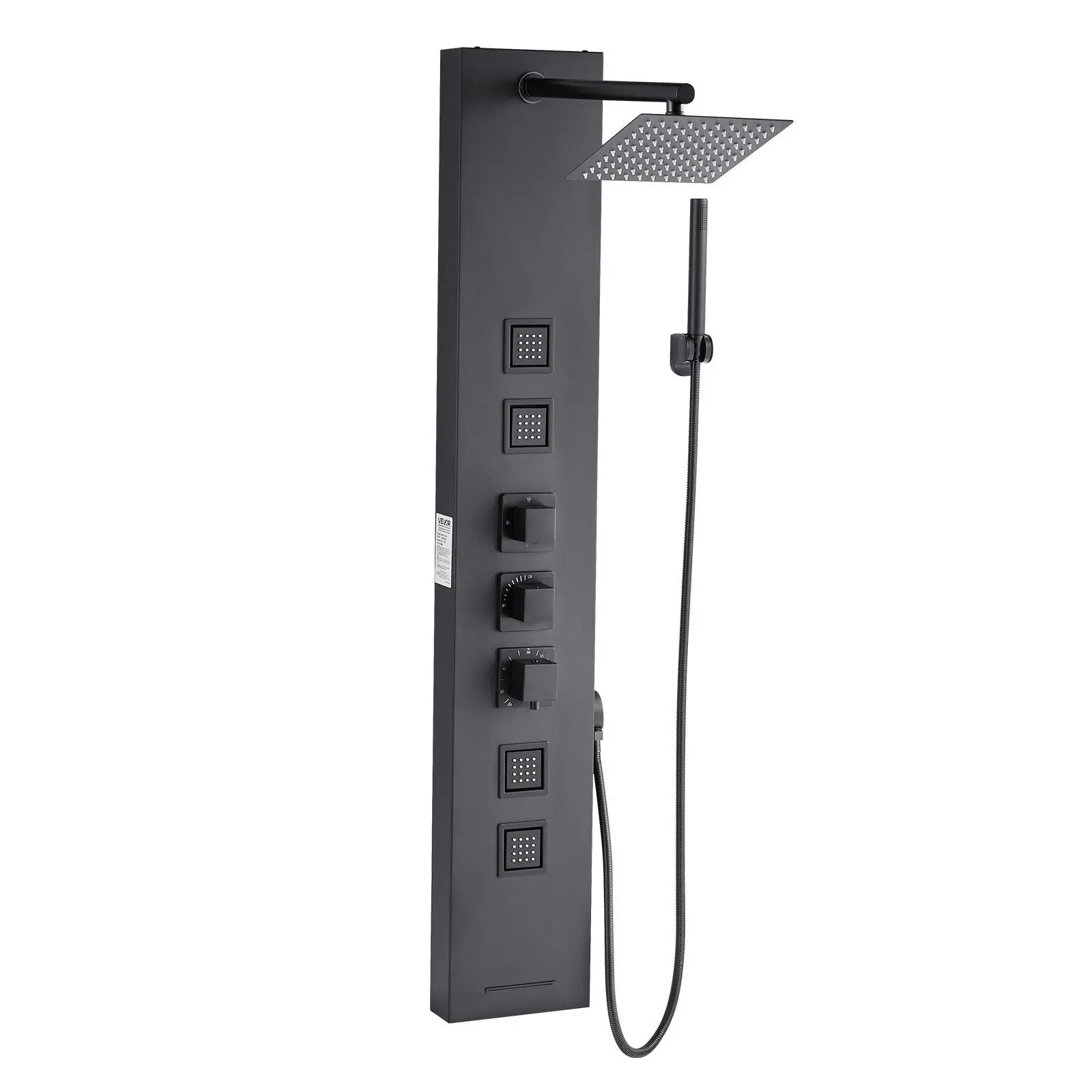

Shower Panel Tower System with Rainfall Shower Head, 49 in Brushed Stainless Steel Shower Column, 4-Function Faucet, Wall-Mount