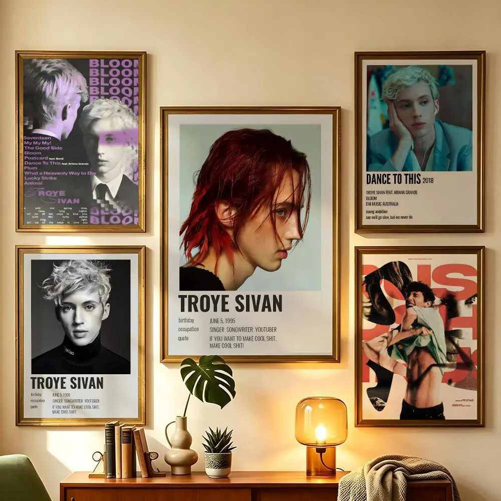 Troye Sivan Trendy Pop Album Art Music Self-Adhesive Poster Waterproof Removable HD Print for Living Room Home Theater Poster