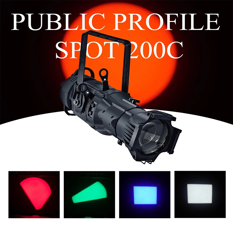 

LEKO Profile Spotlights LED 200W 19° Lens RGBW 4IN1 Ellipsoidal Lights Manual Cut Light DMX Stage Par Lights for Party KTV Show