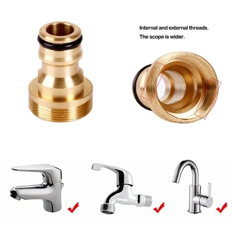 5PCS Universal Tap Kitchen Adapters Brass Faucet Tap Connector 22mm/24mm Threads Mixer Hose Adaptor Water Gun Joints Garden Tool