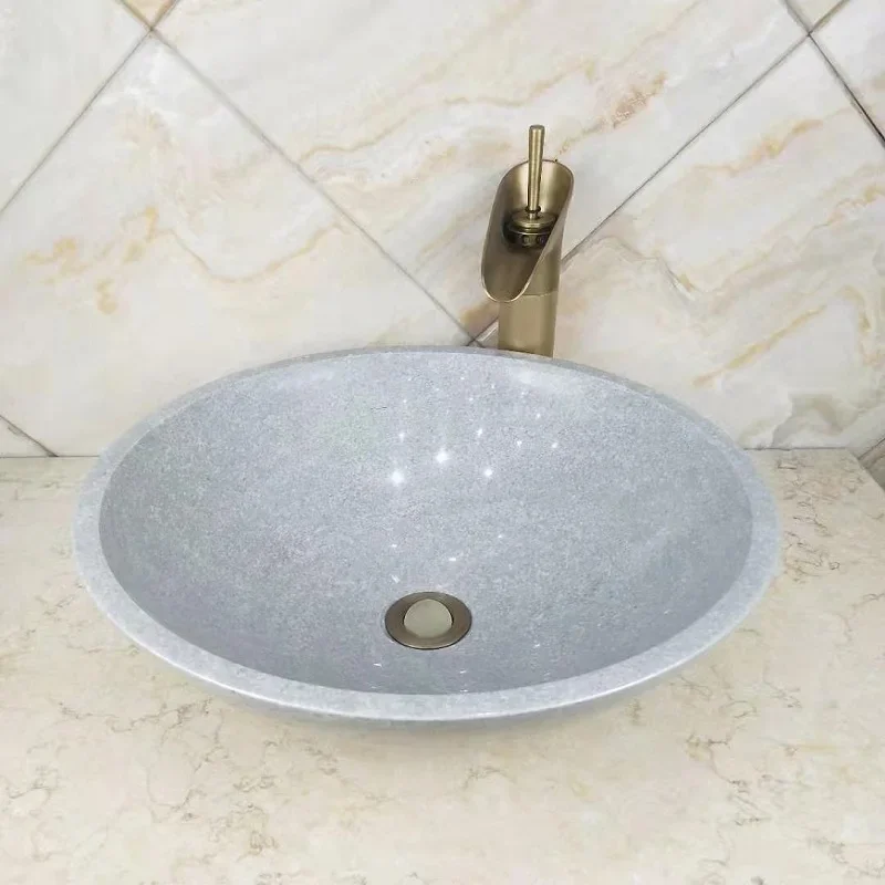 Marble basalt retro Leide marble marble abalone grey circular basin creative art bathroom wash basin