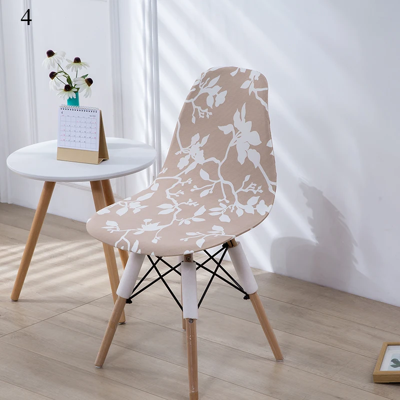 Housse de chaise de salle à manger sans accoudoirs, imprimée de Style nordique, extensible, à coque colorée, pour siège de cuisine, de fête, lavable