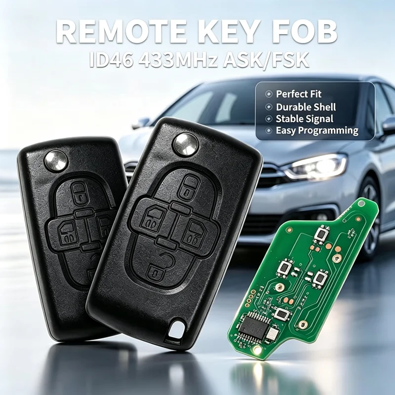 4 Buttons 433Mhz Remote Car Key Replacement Accessories CE0523 For Peugeot 206 307 308 407 Partner for Citroen C4 C5 C3 Berlingo