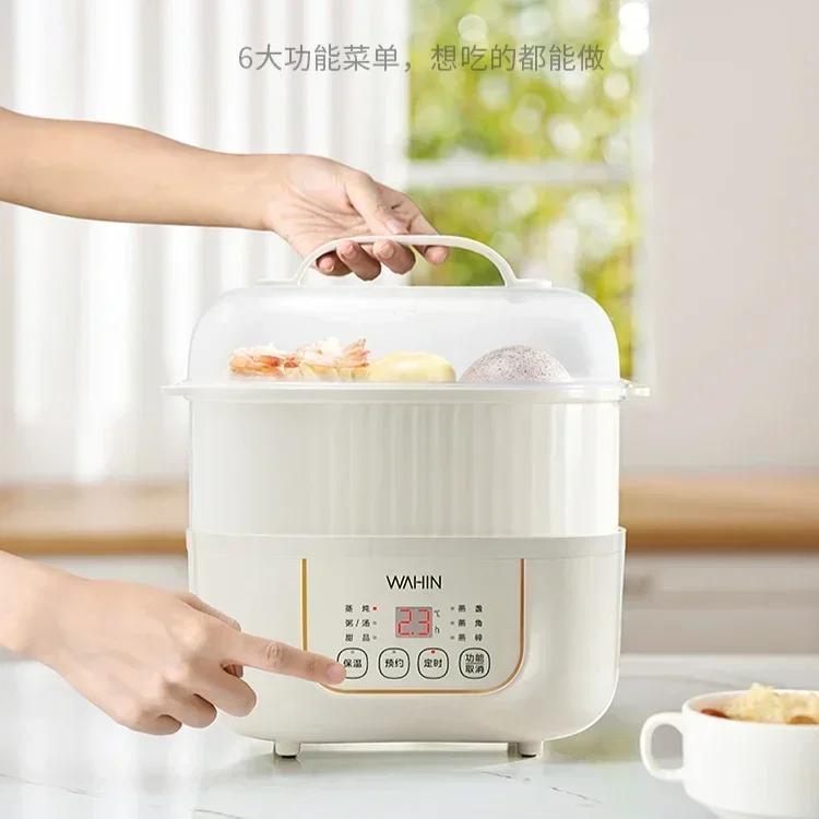 Electric Stew Pot: Double Pot. Water Stew. Multifunctional. Household Steamer & Soup. Automatic. Ceramic.