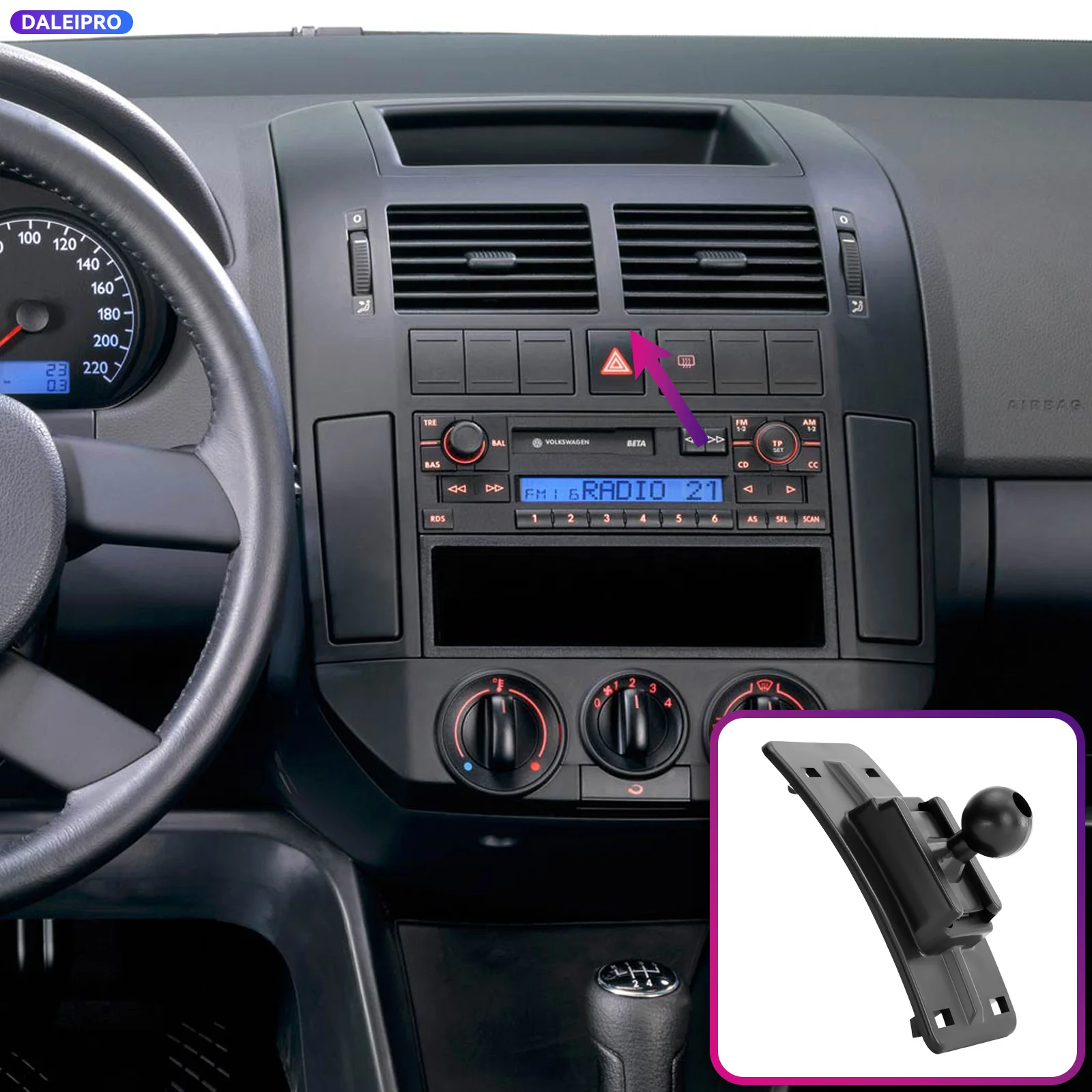 For Volkswagen VW Polo 2002-2008 2009 Vehicle-Specific Phone Holder Base Smart Car Phone Mount 66W Charging Holder Accessories