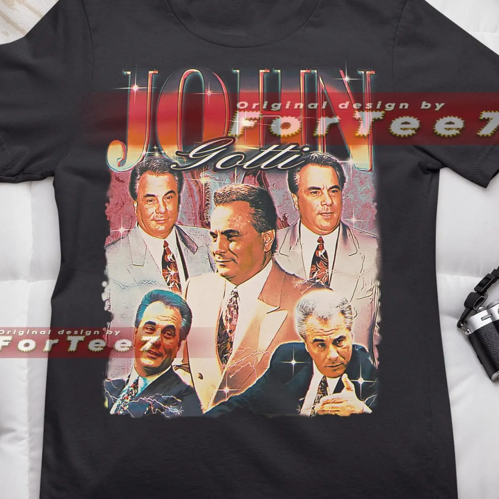 Camiseta John Gotti Estilo Vintage Retro Años 90, Lavada, Gráfica, Casual, Elástica, Transpirable