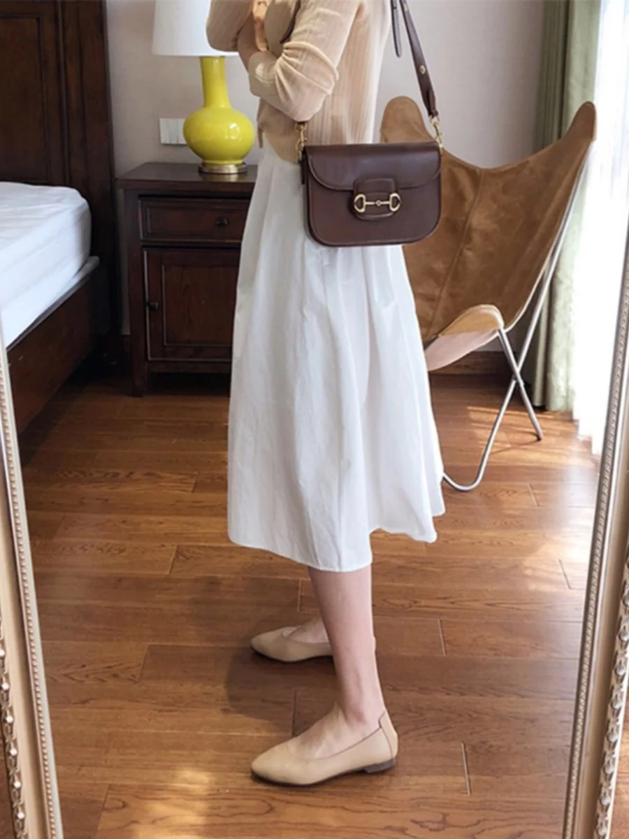 

Emily Clud Recommended White High Waist Elastic A-Line Midi Skirt Women's Full Circle Umbrella Skirt plus Size Faionable