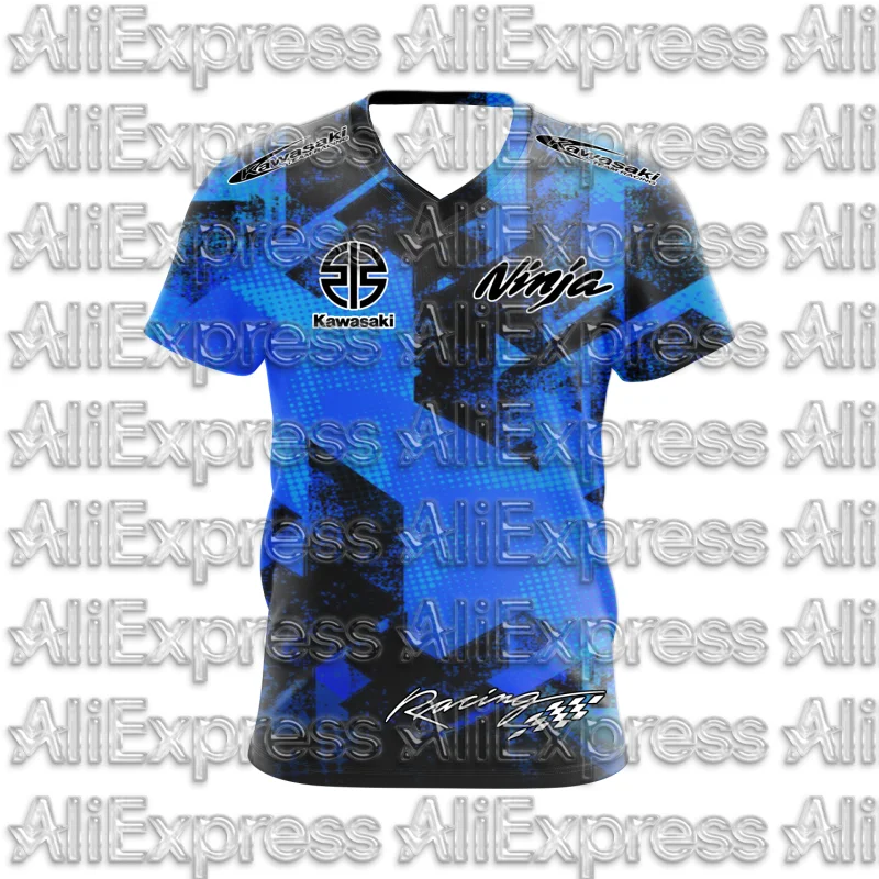 

MOTO 2025 Summer New Men's Motorcycle T-shirt Kawasaki Logo 3D Printed Casual Short Sleeve Breathable T-shirt Fashionable Trend