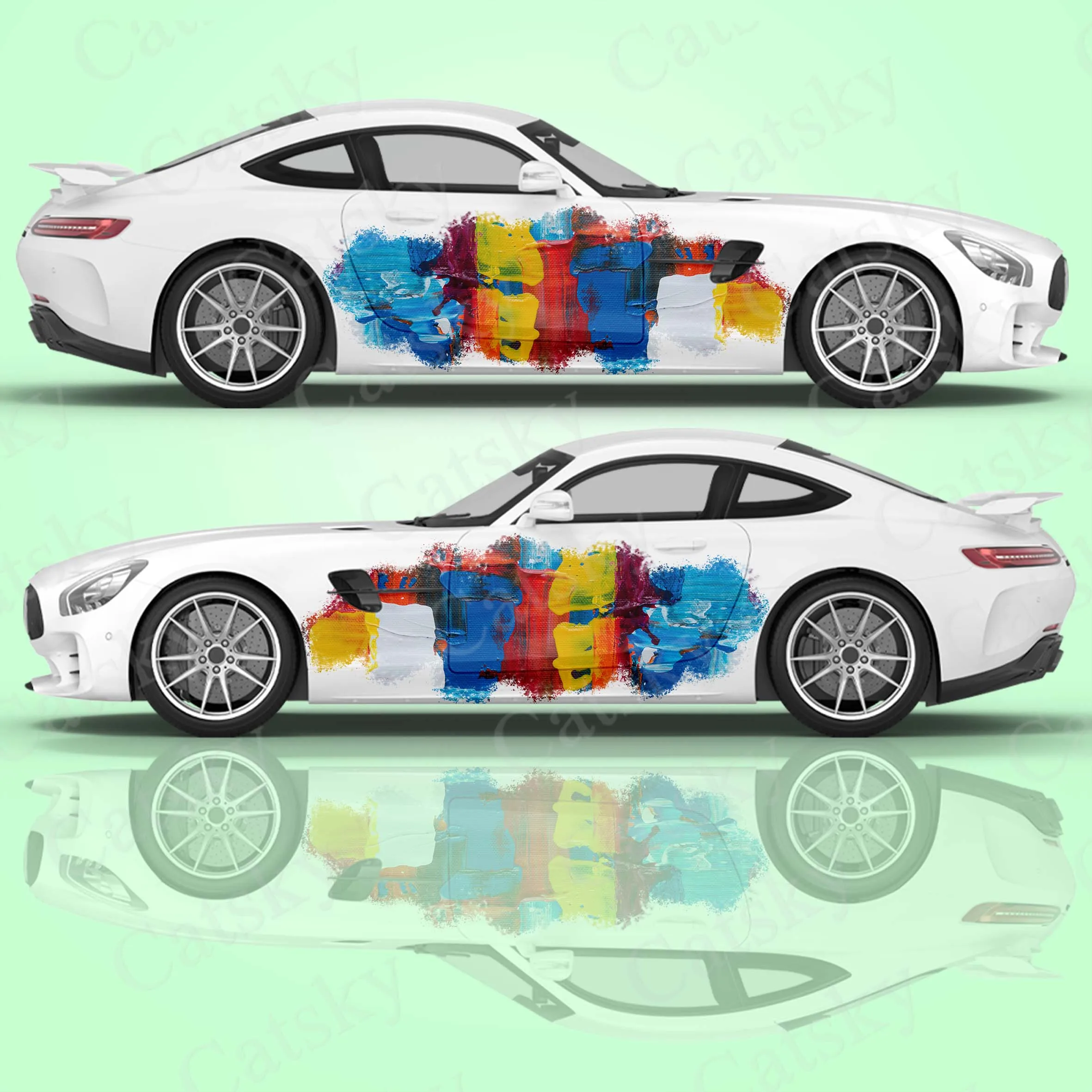 Graffiti Universal Size Car Length Stripe Decals 2 Pcs Car Decal Animal Car Decals Livery Large Vehicle Graphics Side Car Decals