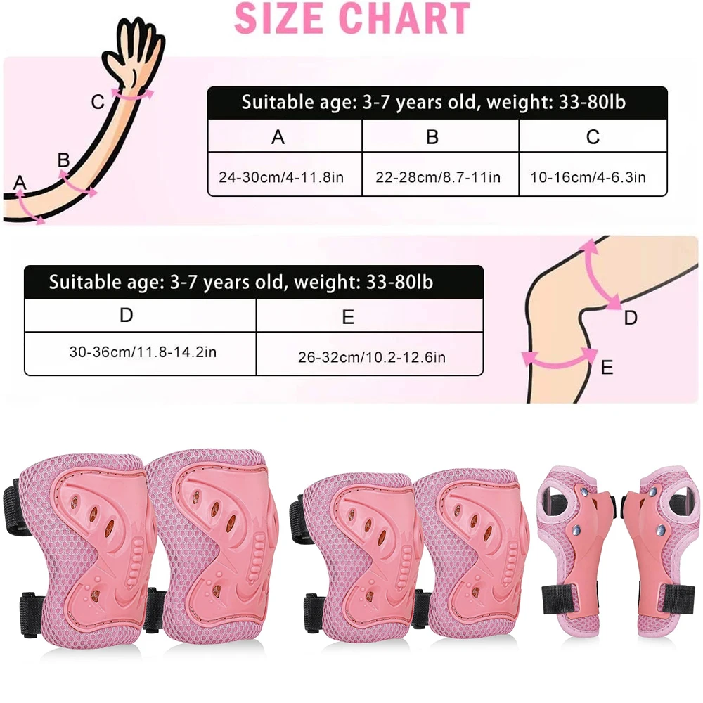 Kids 3-10 Years Knee Pad Elbow Pads Wrist Guards Protective Gear Set for Roller Skates Cycling Bike Skateboard Inline Skatings