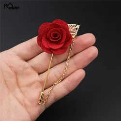 Wedding Boutonniere Groom Brooch Pins Buttonhole Groomsmen Corsage Artificial Rose Camellia Flower Pin Prom Party Accessories