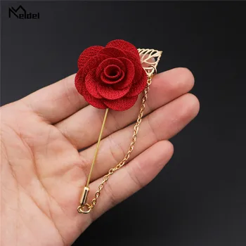 Ślubna Boutonniere broszka dla pana młodego przypinki dziurka dla drużbów stanik sztuczna róża kamelia kwiat Pin bal akcesoria imprezowe