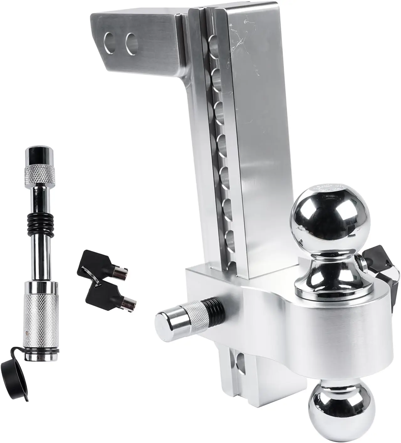 

Алюминиевый регулируемый сцеп для прицепа, подходит для 2-дюймового приемника, 10-дюймовый откидной/подъемник, двойной сплошной шарик, 2 дюйма и 2-5/16 дюйма, сцепка из алюминиевого сплава