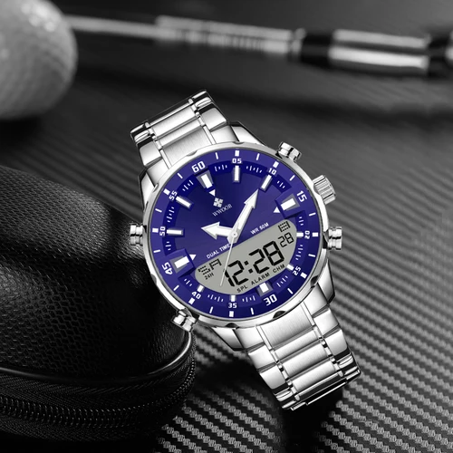 Imagen 2 del producto Reloj militar WWOOR para hombre, reloj de pulsera deportivo analógico Digital de cuarzo Original de lujo para hombre, reloj masculino de acero inoxidable resistente al agua