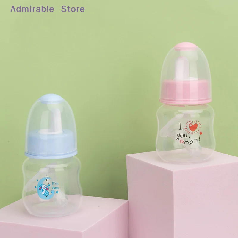 1pc 60ml Baby Newborn Nursing Nipple Bottle PP Pacifier Mini Portable Feeding Nursing Bottle Cute Cartoon Baby Milk Water Bottle