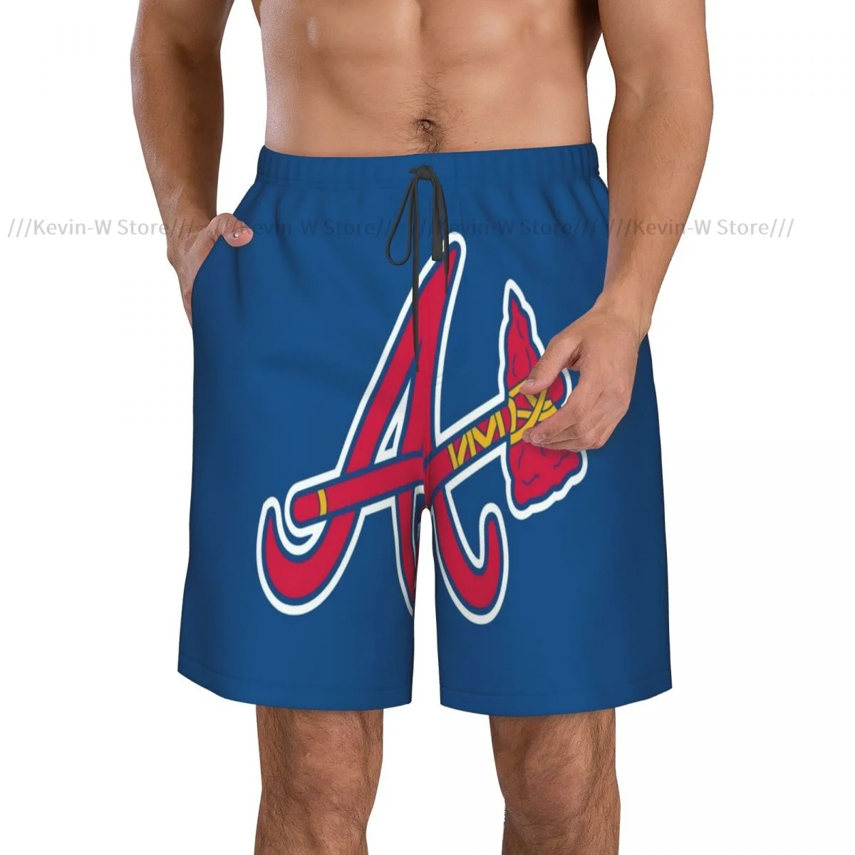 Summer Men Swimwear Breathable Quick Dry Trunks Atlanta Braves Beach Shorts for Running Training Surfing