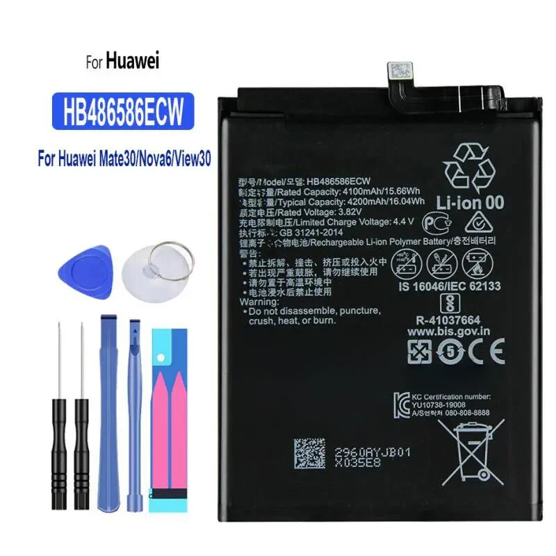 

Battery for Huawei Mate 30, Mate30pro, Nova 6, Nova6 SE,for Honor V30, P40 Lite 4G, HB486586ECW, 4200mAh, JNY-L01A, JNY-L02A