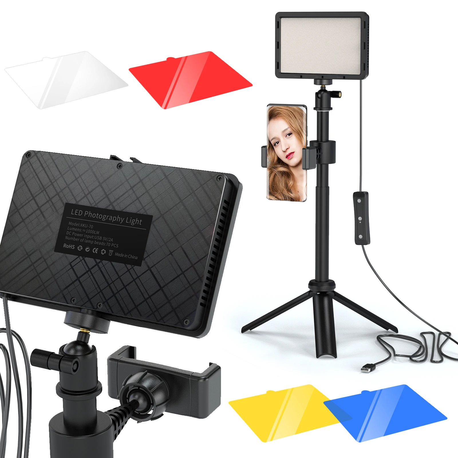 LED Photo Studio Video Light Panel Lighting Photography Lamp Kit With Tripod Stand RGB Filters For Shoot Live Streaming Youbube