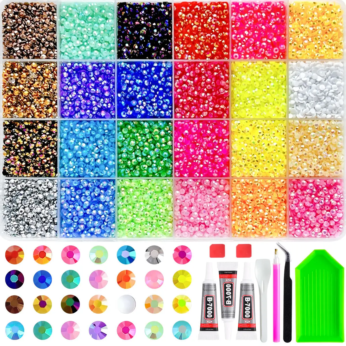 1Box Multiple Colors Sparkling Nail Rhinestones Bedazzling Kit 3/4/5mm Mini Flatback Nail Diamond Gems for DIY  Phone Case Nails