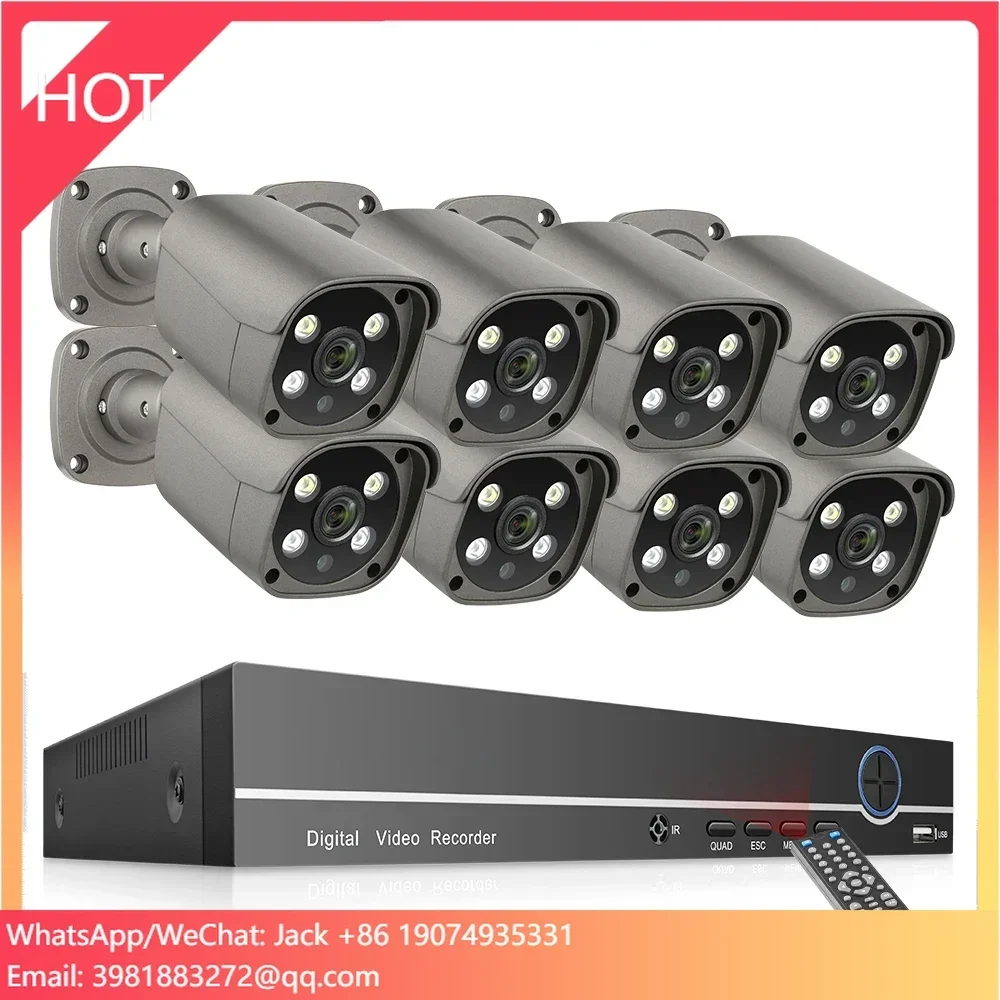 ชุดกล้องวงจรปิด H.265 5MP 8 ช่อง พร้อมเสียงสองทาง กันน้ำระดับ IP66 ระบบกล้องวงจรปิดแบบ PoE