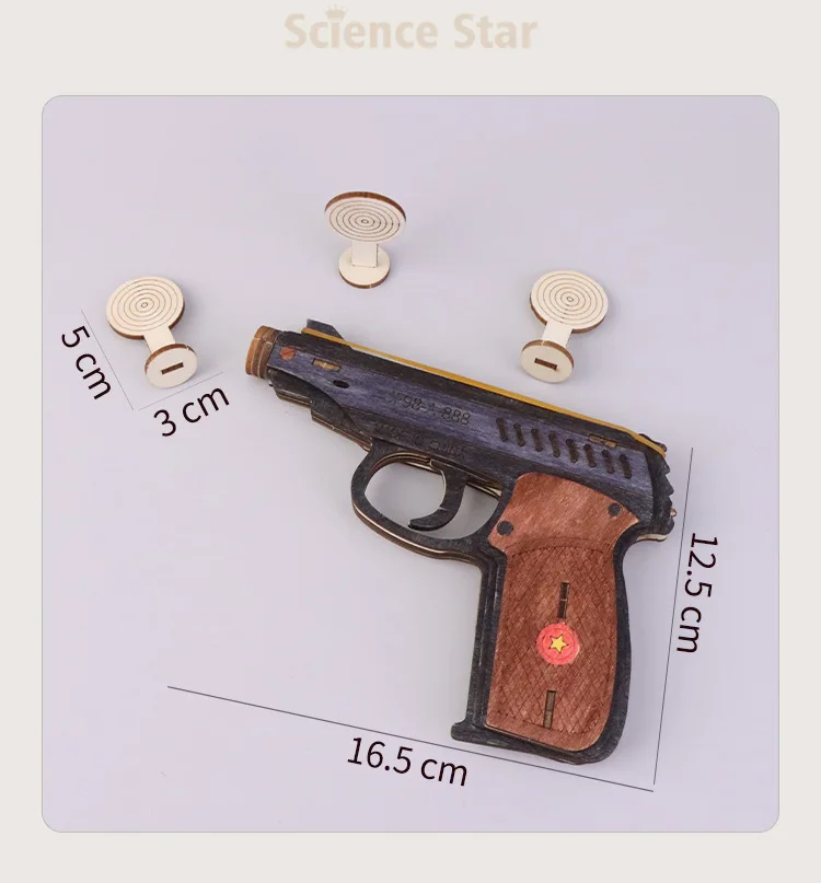 STEM DIY Wooden Rubber Band Gun Model Kit Educational Science Experiment Puzzle Toy for Kids Students Handmade Craft
