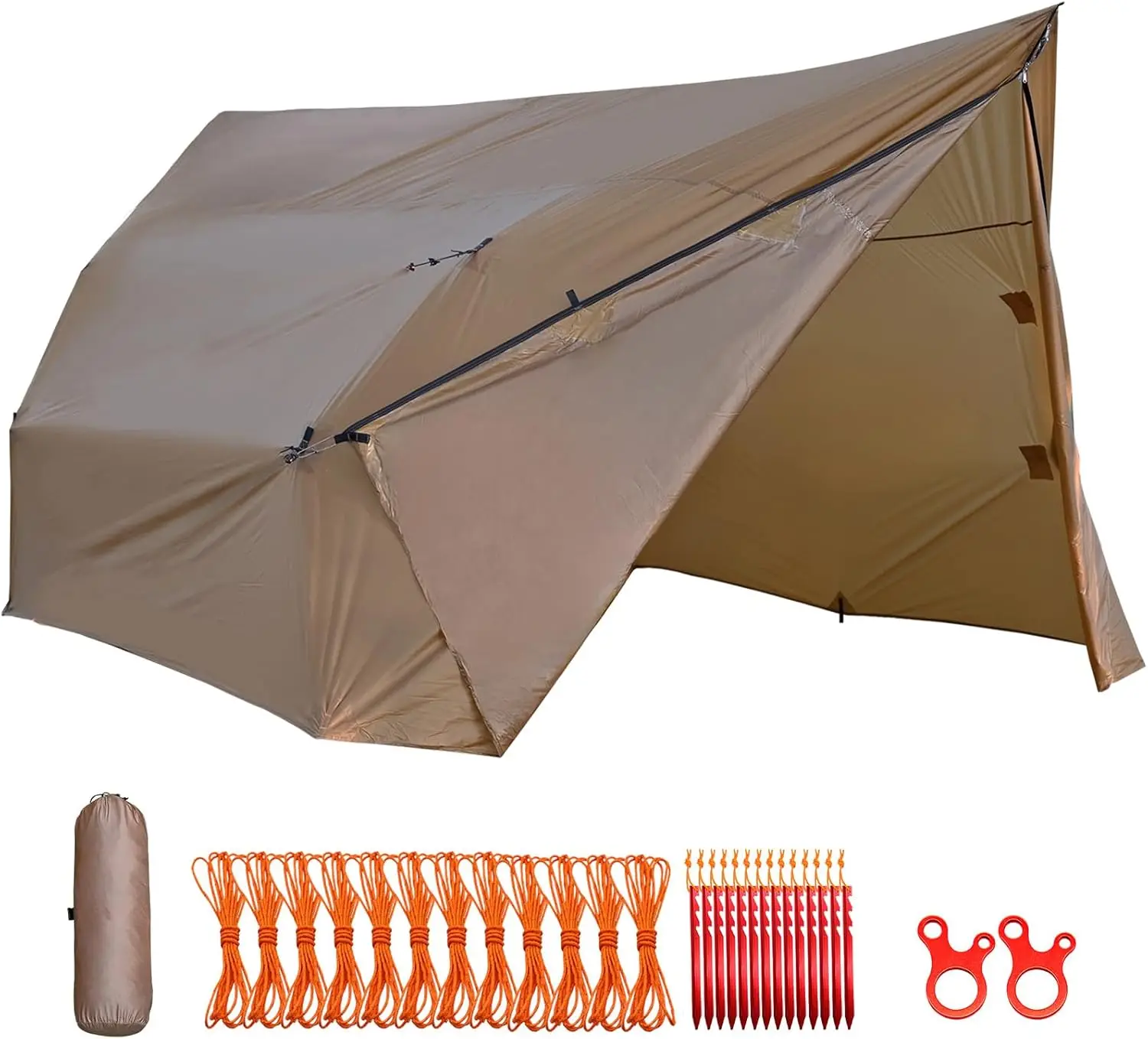 

Гамак Rain Fly, сверхлегкий шелконистовый брезент на 2-4 человека, 14 футов * 13 футов, водонепроницаемость 3000 мм, коричневый