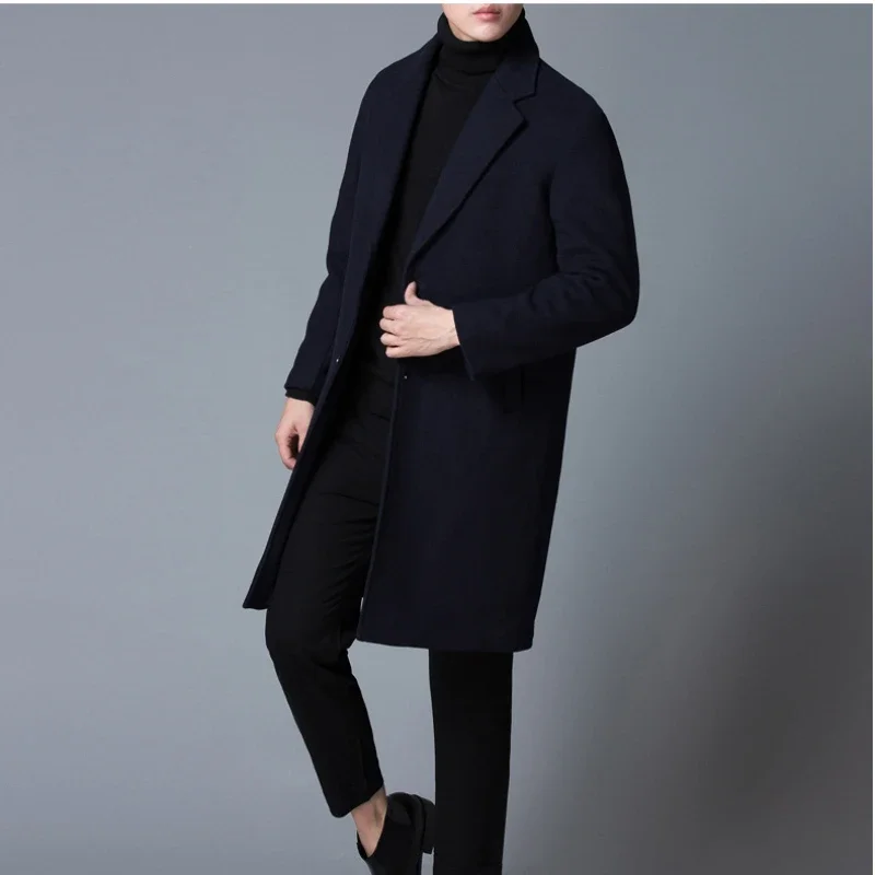 MRstuff-Manteau long décontracté en laine pour hommes, coupe-vent slim, résistant, imbibé de documents, pardessus masculin, tout neuf, 2024