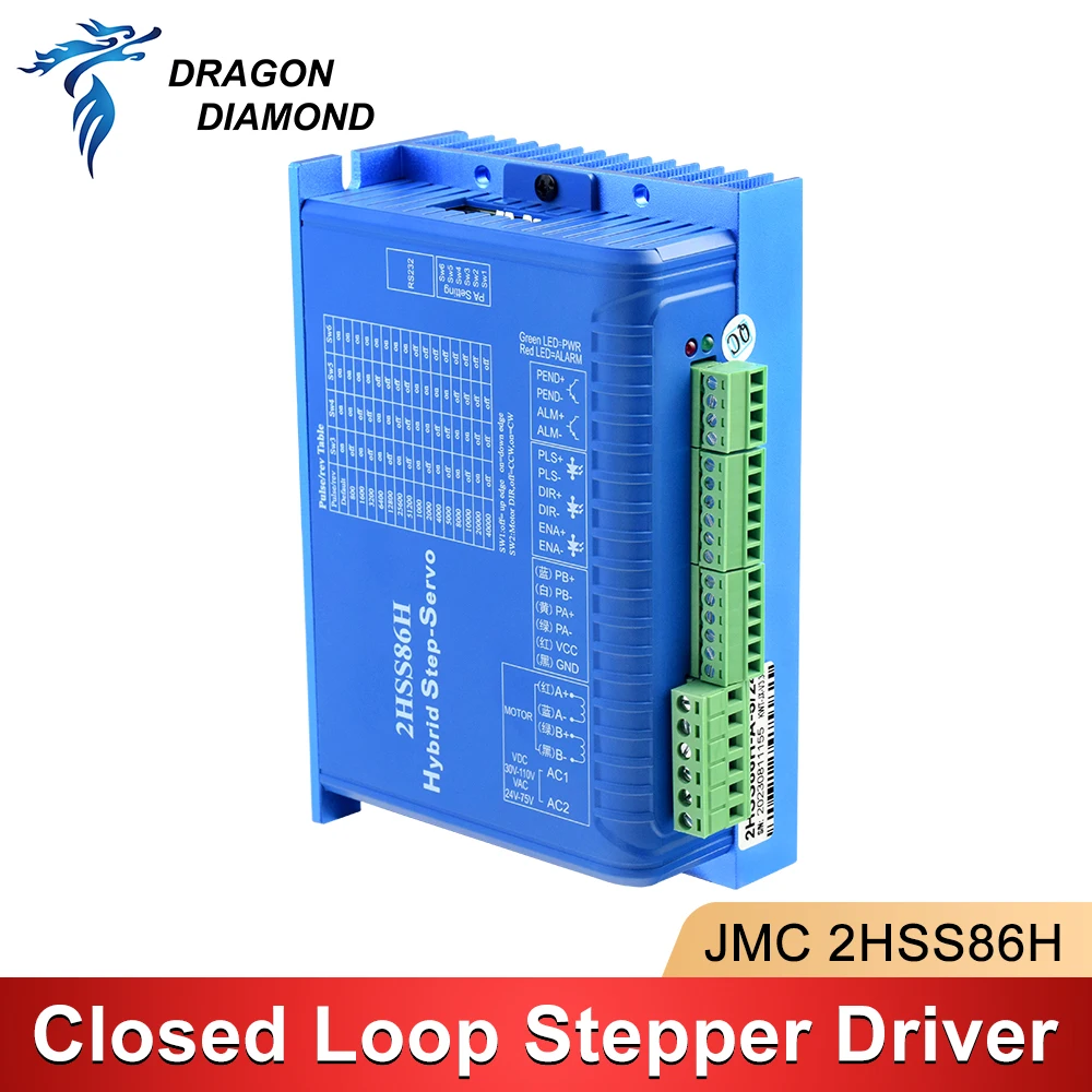 

JMC 2Phase 24-75VAC 30-110VDC Closed Loop Stepper Servo Driver 2HSS86H for NEMA34 Motor CNC Engraving Machine