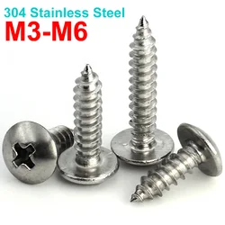 10/ 20/ 50pcs M3 M3.5 M4 M5 M6 CM Phillips Pan Head Wood Screw Cross Recessed Truss Head Self-tapping Screw 304 Stainless Steel