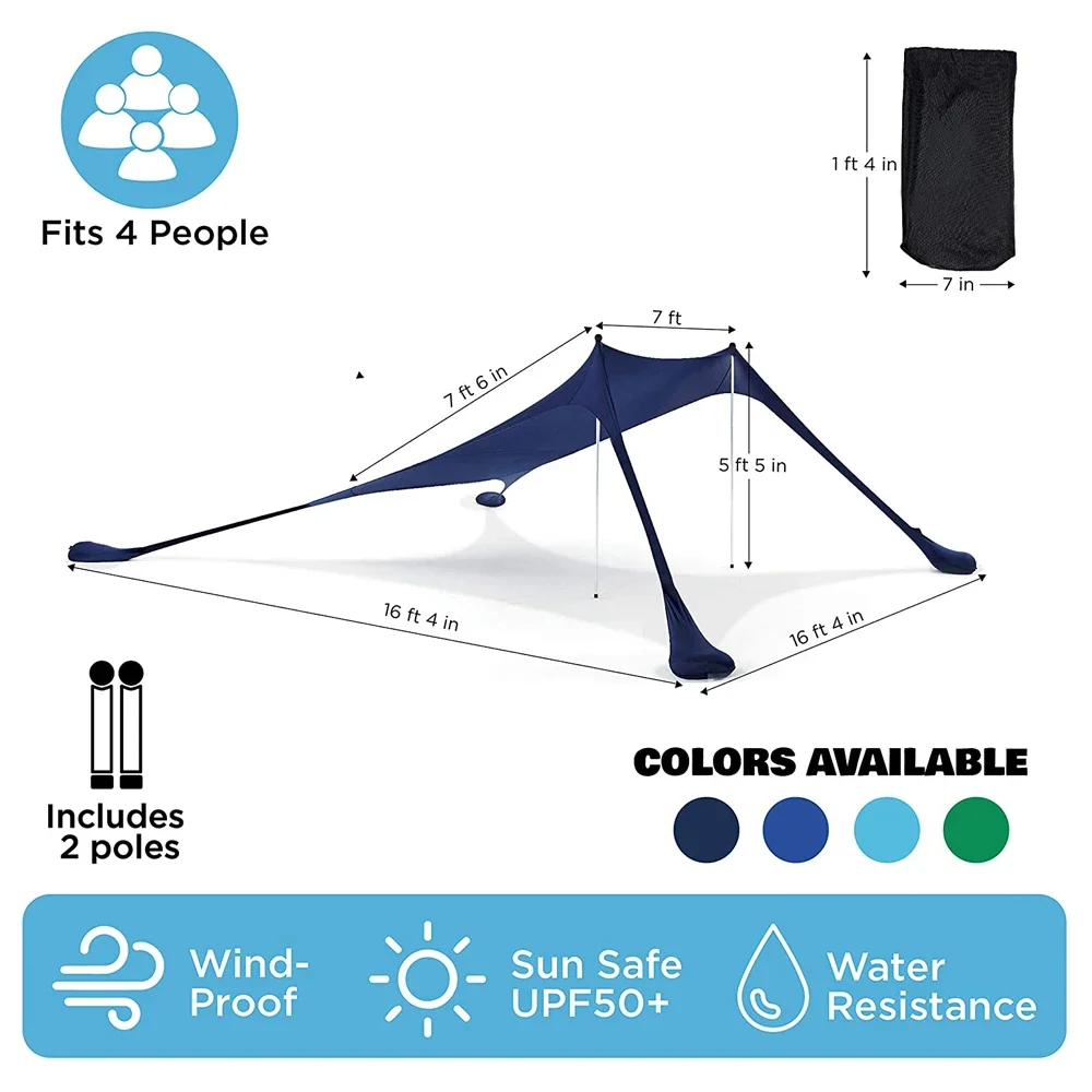 2020 New Style UPF 50+ Light Sunshade Pop Up Beach Tent, Portable Premium Outdoor Shade Beach Tent Sun Shelter With Sand Shovel/