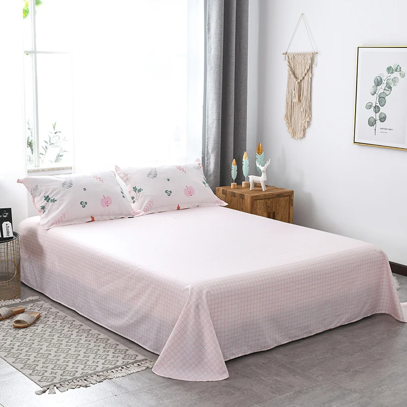 2022 New Long-staple Cotton Four-piece Bed Sheet Star And Moon Pattern Plain Cotton Bedding Light Luxury Style Light Pink White