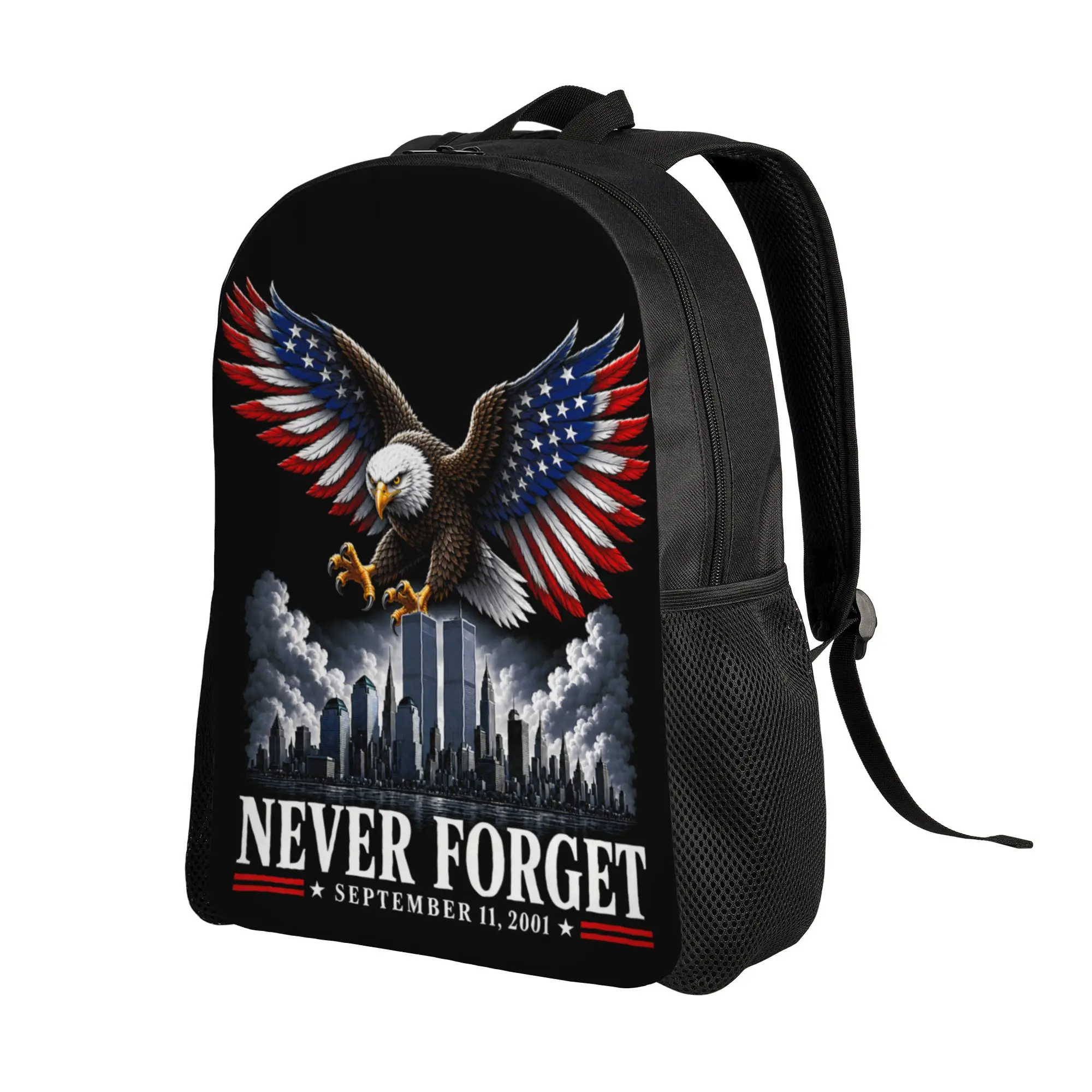 Never Forget September 11 2001 Memorial Day America Flag Backpack  Hiking Backpacks Teen Fashion School Bags Colorful Rucksack