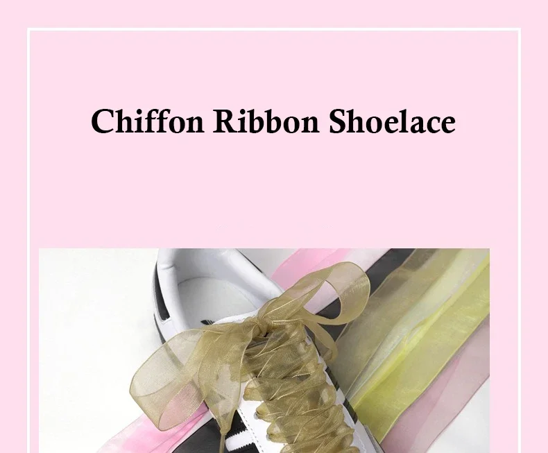 Flache Schnürsenkel aus Seide, 2,5 cm Breite, Tüll-Gurtband, Schnee-Schnürsenkel, passende Turnschuhe, Ballett-Spitze, Chiffon-Garn, Schnürsenkel, Schuhe, Zubehör – Detail 2