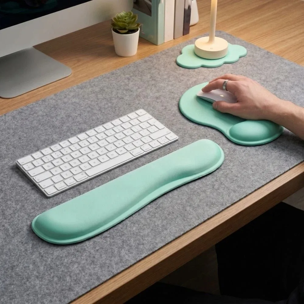 3Pcs Cloud Shape Keyboard Wrist Rest Set Soft Slow Rebound Wristband Mouse Mat Ergonomic with Wrist Rest Keyboard Hand Cushion