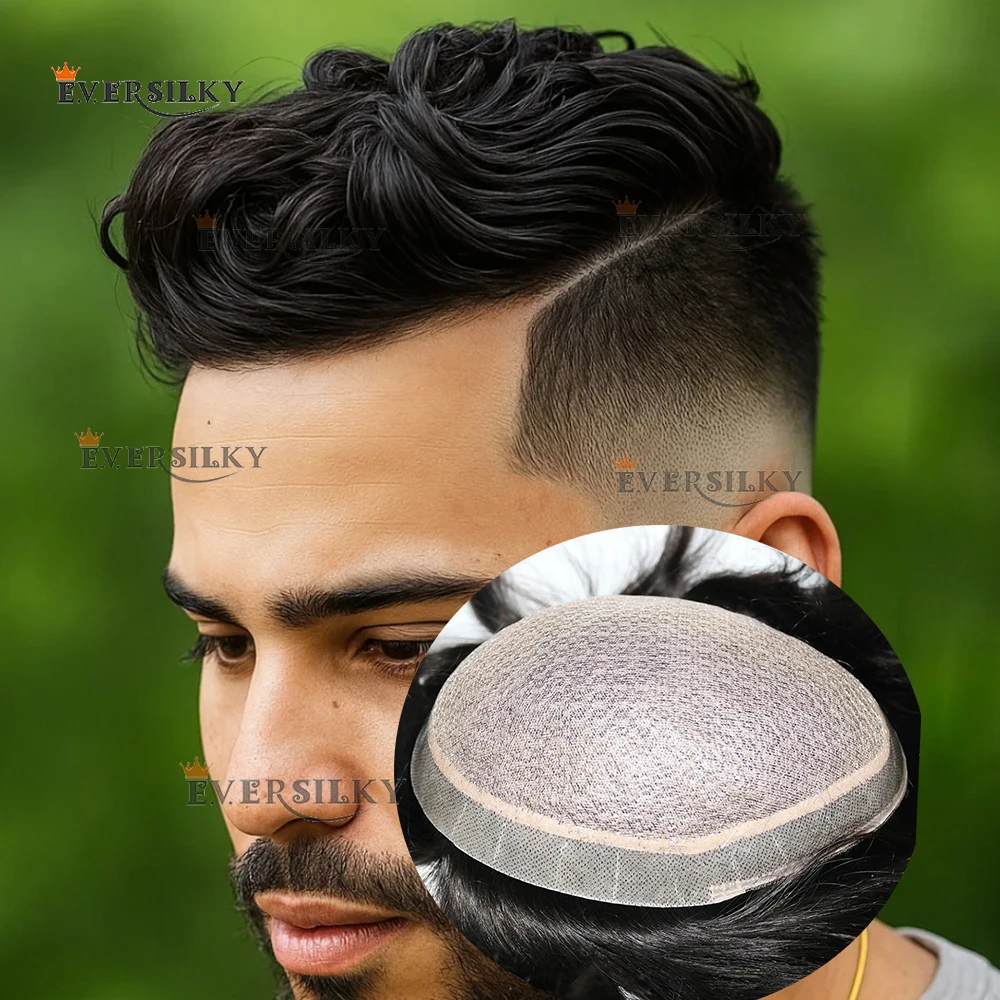 

Natural Scalp Looking Full Silk Base Top Lace Male Toupee Wigs Super Durable Black Human Hair Mens Replacement System Hairpieces