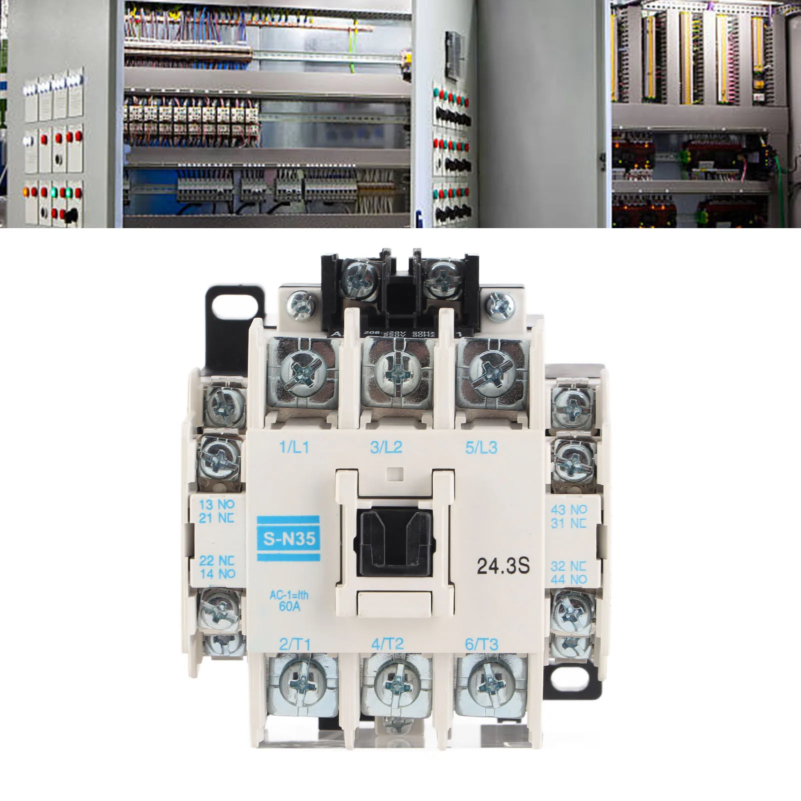 AC Contactor PC Shell Copper Silver Contact 4NO 4NC 3 Pole Electromagnetic Contactor 50 60HZ 60A