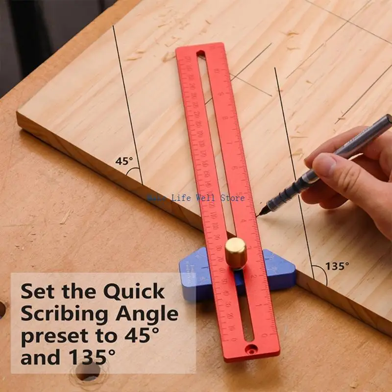  Woodworking Ruler Slide Rule Precisions Ruler Woodworking Tool Adjustable Metal Aluminum Marking Gauge Pocket