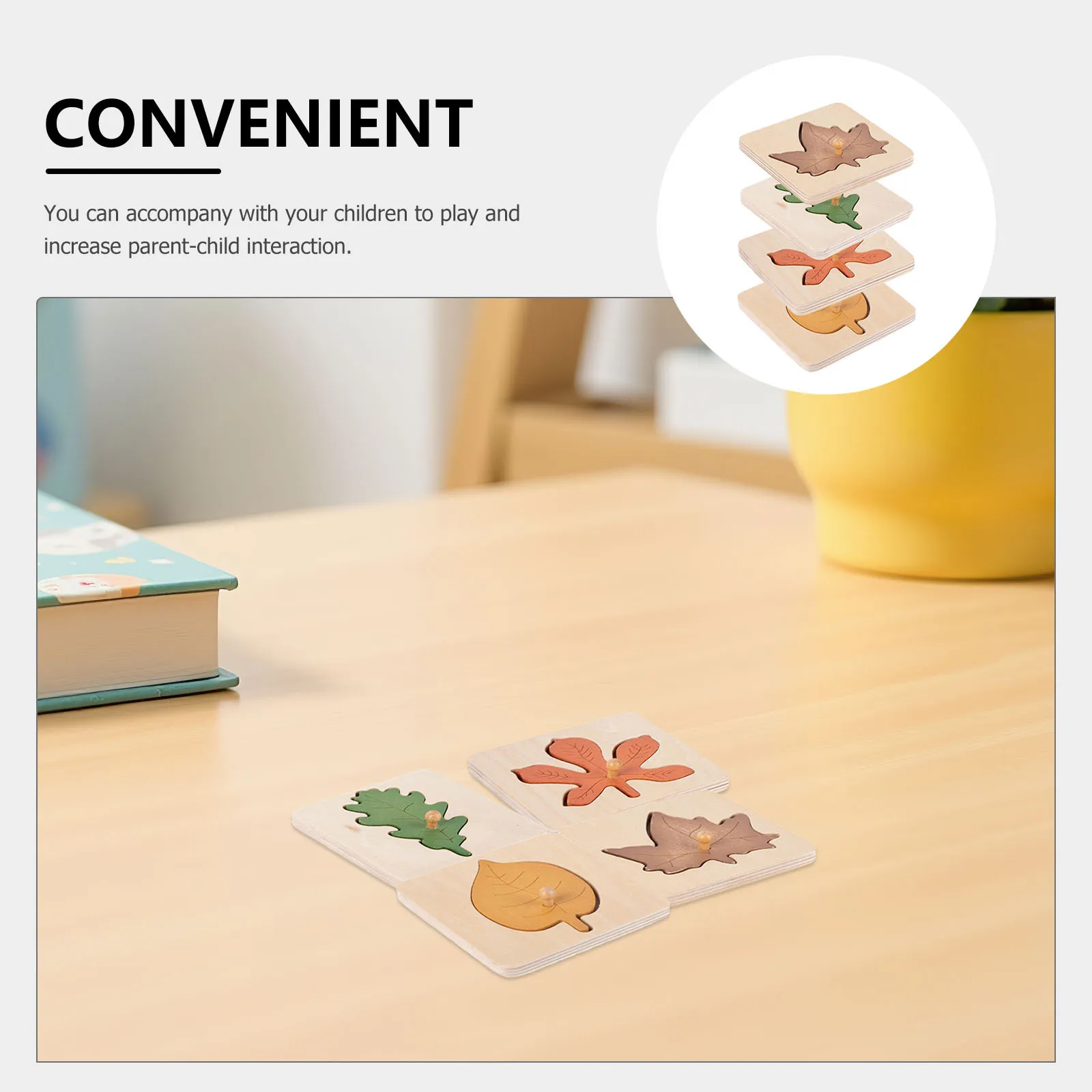 Puzzle en forme de feuille, 4 pièces, Montessori, correspondance des formes, éducatif, préscolaire, apprentissage précoce, développement cognitif, cadeau en bois