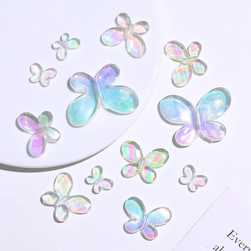 2 PCS Transparent AB Color Butterfly Resin Shoe Charms Easy Install Fun DIY Hole Shoes Decoration for Any Occasion