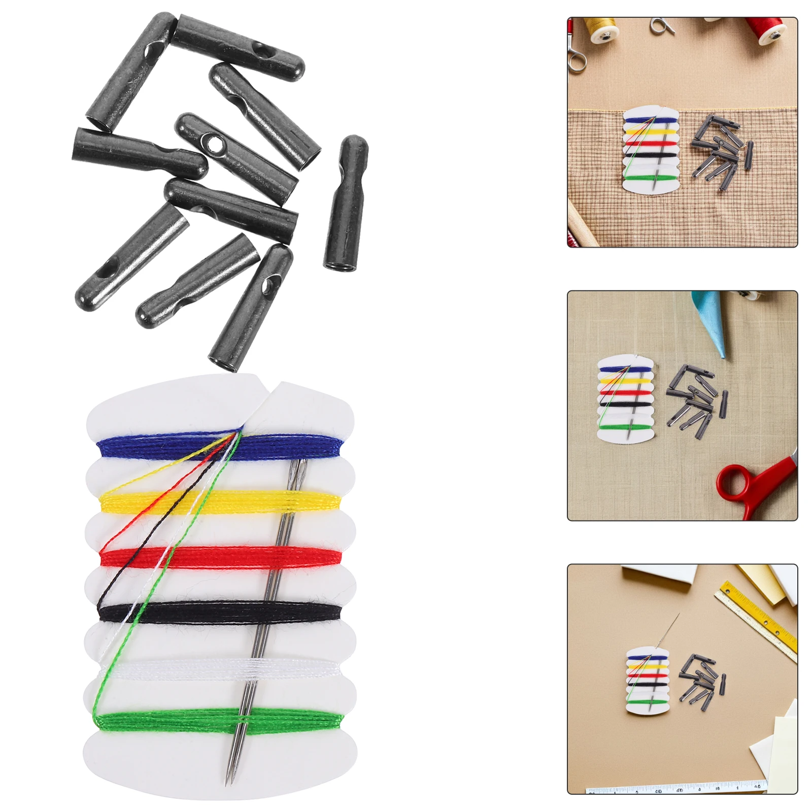 

10 Pcs Umbrella Bead Accessories Tail Beads Black Replace Double Hole Replacement Folding Accessory Plastic Repair Parts